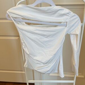 Superdown One Shoulder White Long Sleeve Blouse